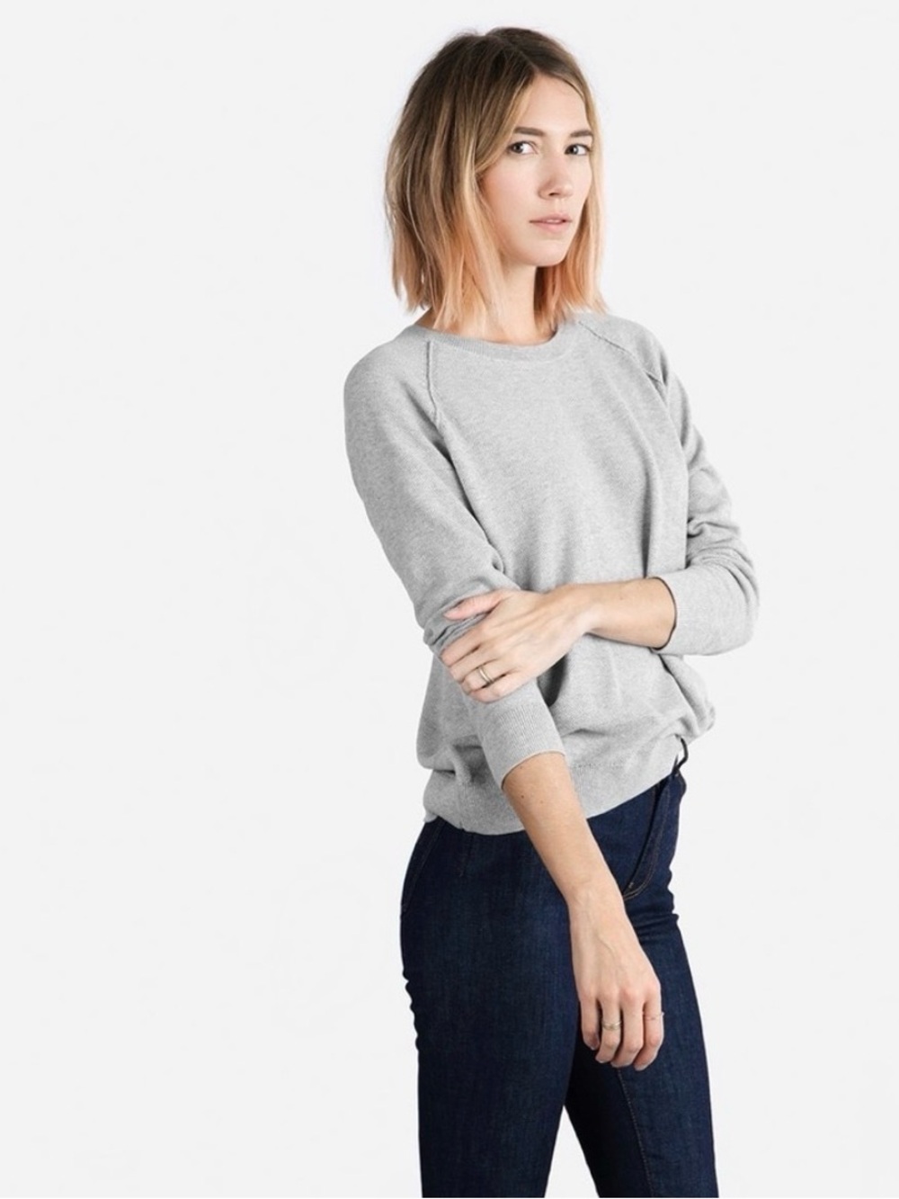 EVERLANE Seed stitch gray sweater Large